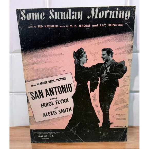 Some Sunday Morning Vintage Piano Sheet Music San Antonio Movie Errol Flynn 40s - Picture 1 of 6